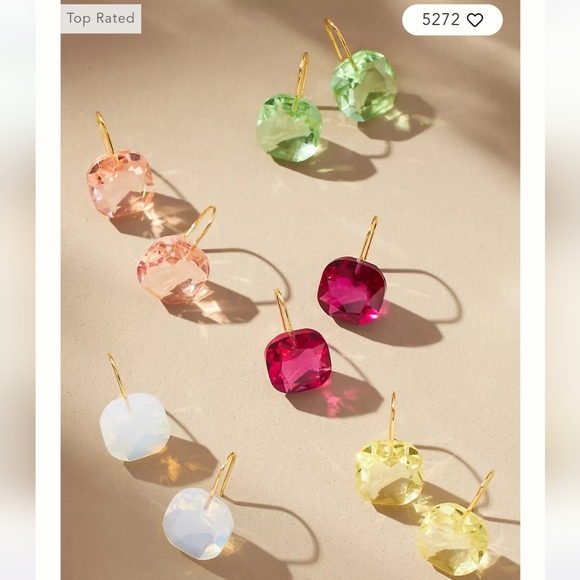 Anthropologie Floating Crystal Earrings in White Opal - Picture 2 of 4